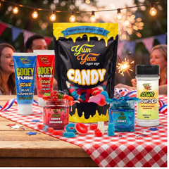 Yum Yum Candy Shop 4th Of July Candy Bundle on a holiday table