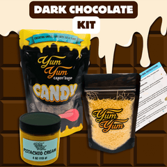 Dubai Chocolate Bar Refill Kit in dark chocolate flavor with chocolate, pistachio cream, and instructions