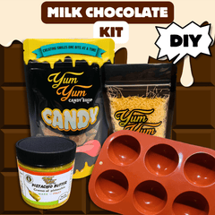 Dubai Chocolate Bon Bon Kit DIY in milk chocolate, with mold, chocolate, and pistachio filling