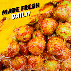 Fresh chamoy watermelon sours close-up showing sweet, tangy, and savory coating