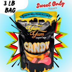 3 pound Sweet Only gummy candy mix from Yum Yum Candy Shop shown with vibrant packaging and bold comic-style design