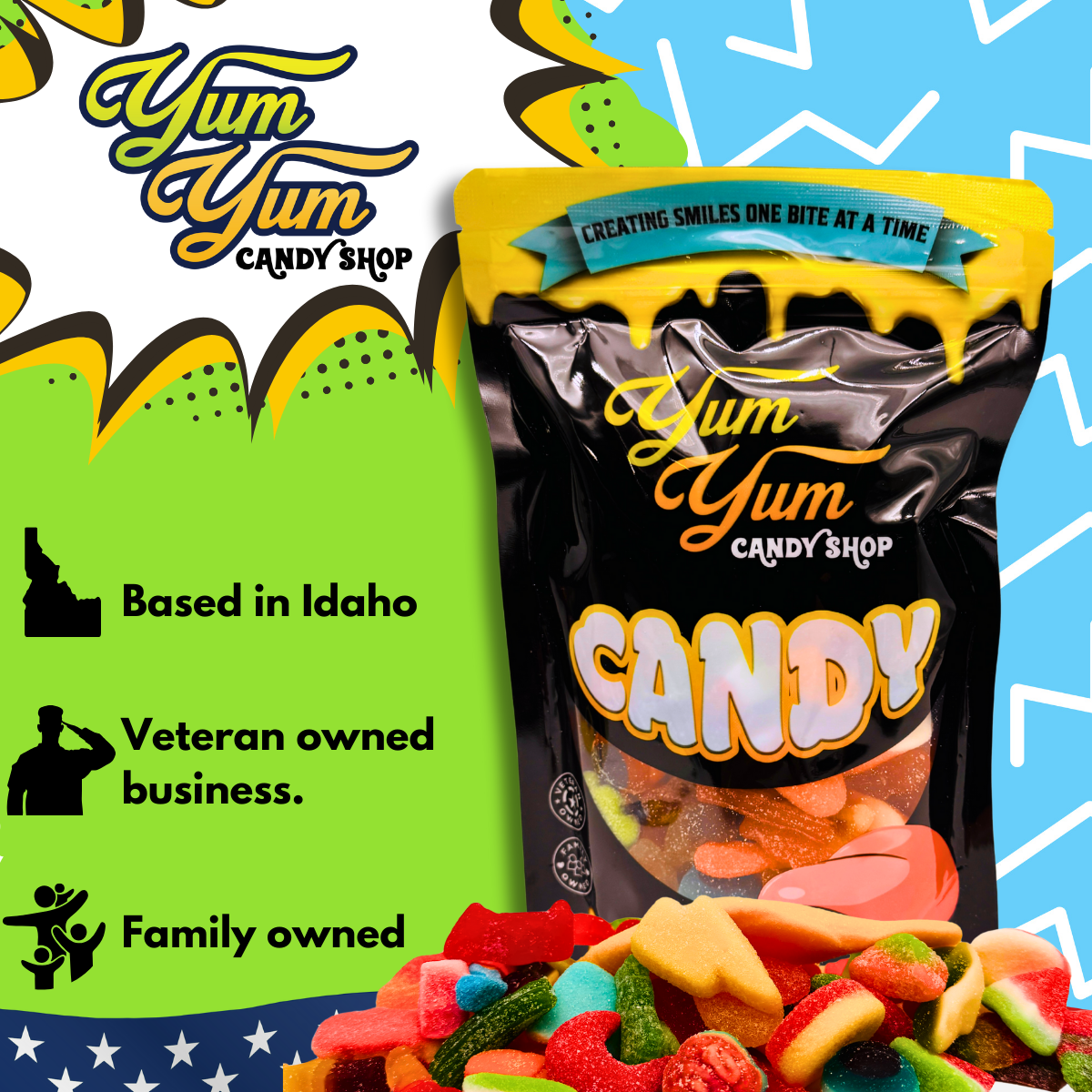 Yum yum candy shop is family, veteran, idaho based