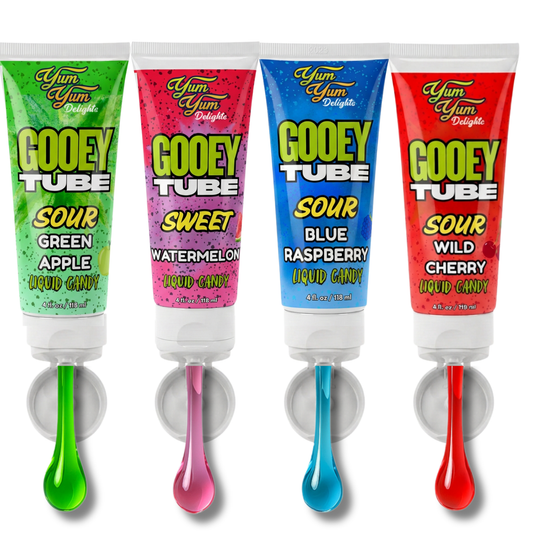Yum Yum Candy Shop Ooey Gooey Liquid Candy Tubes in sweet and sour flavors