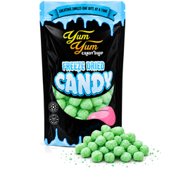 Freeze Dried Flavor Bomb Candy, Sour Blue Raz, Cotton Candy, Sour Green Apple
