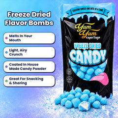 Freeze Dried Flavor Bomb Candy, Sour Blue Raz, Cotton Candy, Sour Green Apple