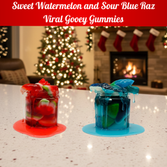 Santa Sack Christmas Gift Set - Gooey Gummies, Sour Blue Raz Gushers, Gummy Mix, Freeze Dried Candy, Cotton Candy Powder - Festive Holiday Treats in Soft Reusable Sack - Lemon - Ultimate Holiday Candy Bundle