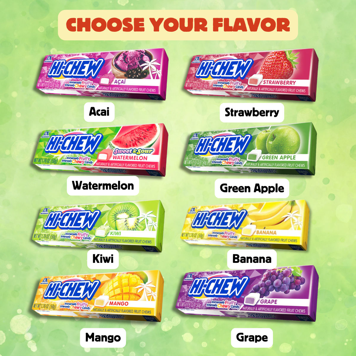 Moringa Hi-Chew Chewy Fruit Candy Sticks Multiple Flavors Japan Gluten Free Sweet Candy