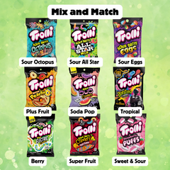 Trolli Gummy Candy Sour Bright Mix and Match 4.2 oz Bags Eggs Crawlers Strawberry Puffs Peachy Fruit Punch Sour Candy