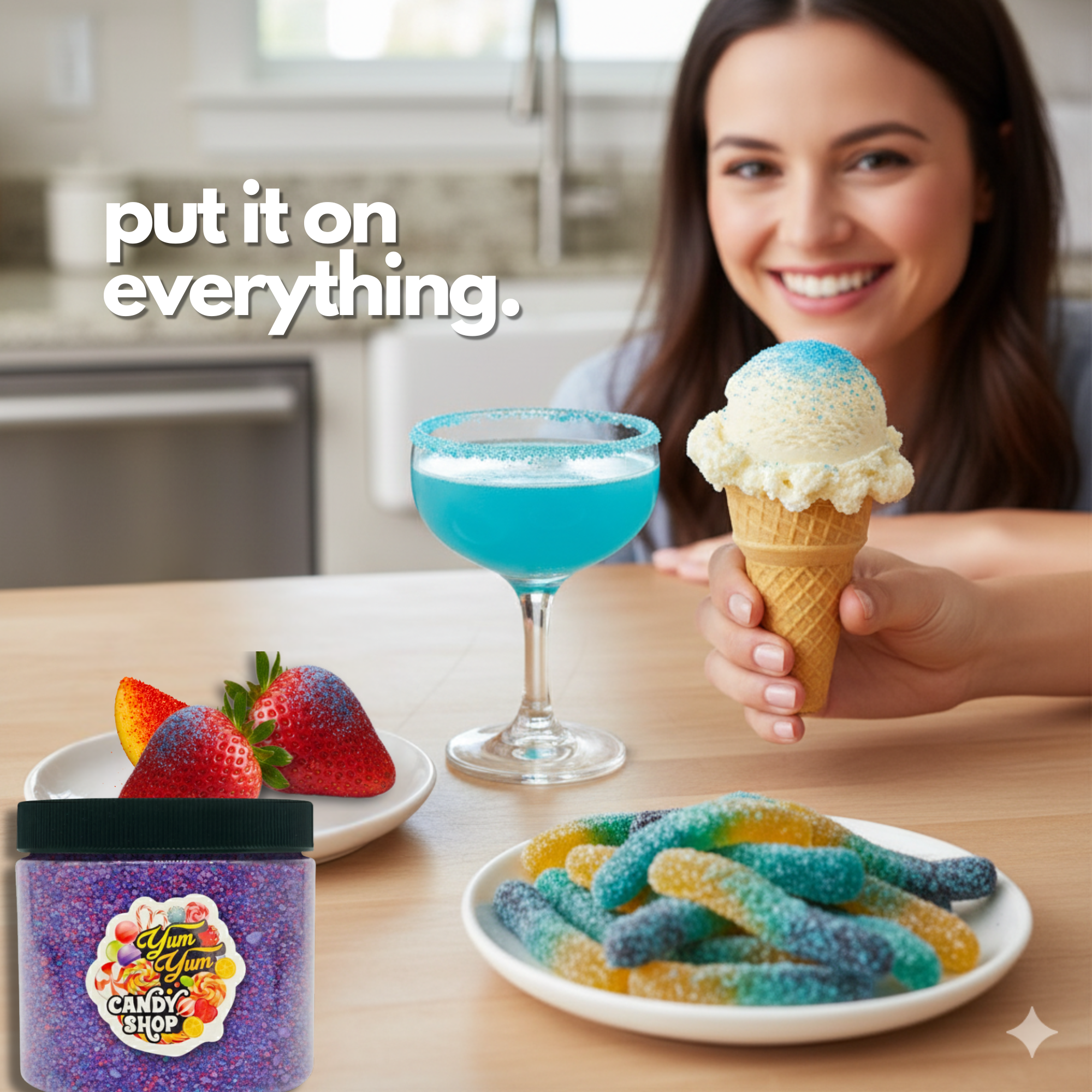 Candy Dipping Powder – Sour Blue Raspberry, Wild Cherry & Cotton Candy | Yum Yum Candy Shop