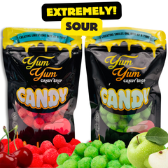 Extreme Sour Balls Candy 8oz Bag Super Sour Cherry or Green Apple Flavored Candy Balls