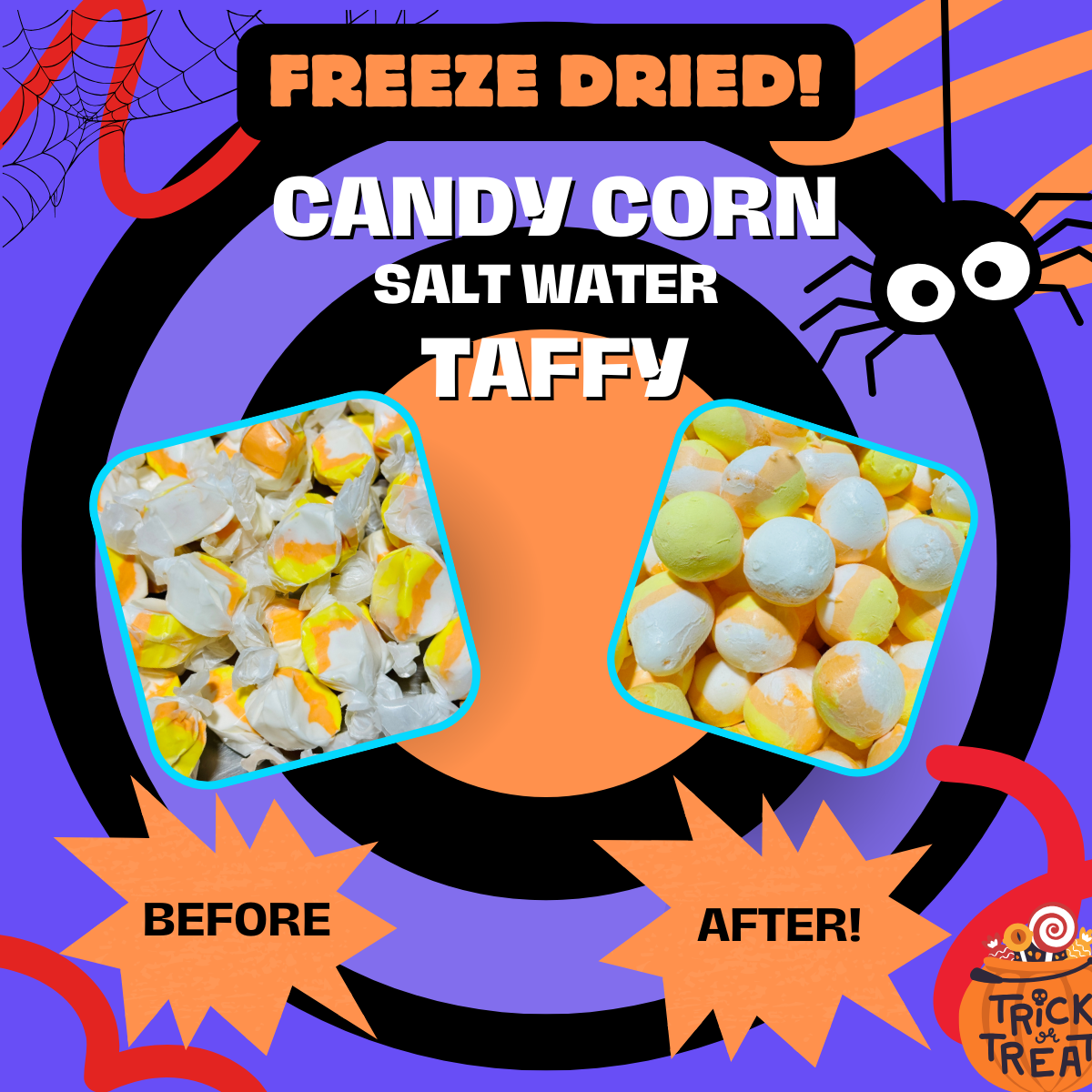 Freeze Dried Candy Corn Salt Water Taffy Huge 5oz Bag Halloween Candy