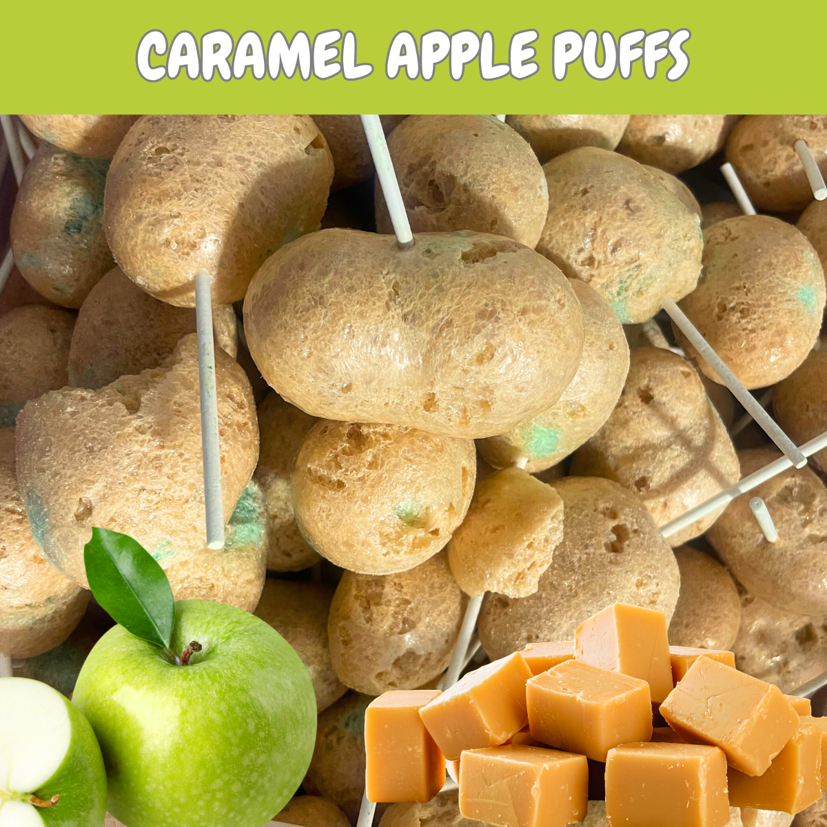 Freeze Dried Caramel Apple Puffs, Pack of 8 Freeze Dried Candies, Sweet, Snack Candy Pops