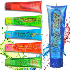 Sour Ooze Tube Squeeze Pop Candy Watermelon Blue Raspberry and Strawberry Flavors 4oz