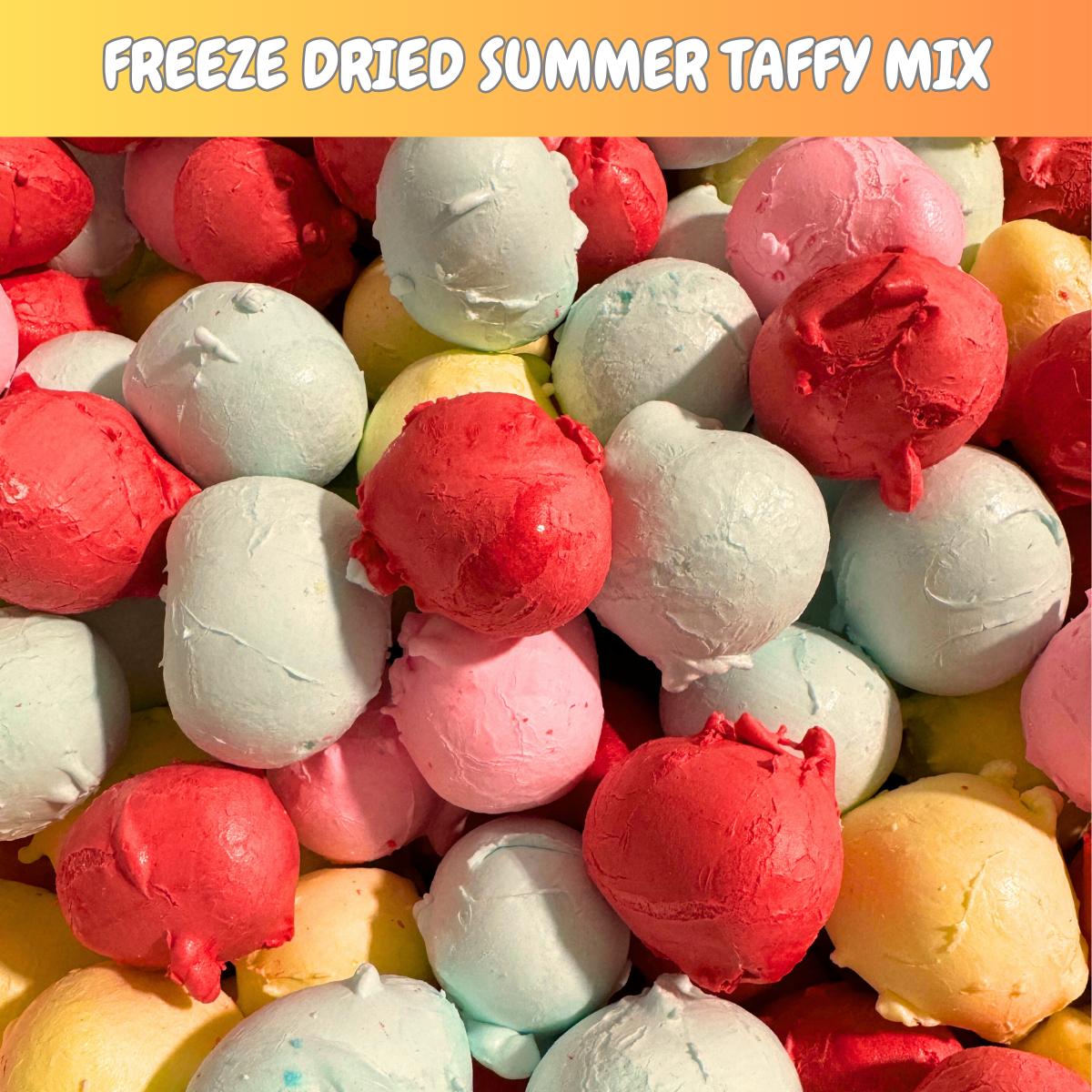 Summer Mix Freeze Dried Salt Water Taffy Candy Blend Licorice, Cotton Candy, Popcorn, & Bubble Gum