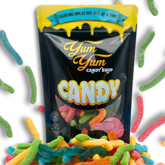 Ultimate Gummy Worm Mix Sweet & Sour Neon Worms 5 Flavors Green Apple, Strawberry, Blue Raspberry, Pineapple, and Orange Sweet Snack