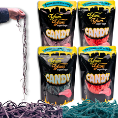 36" Shoe String Licorice Laces 8oz Bag Multiple Flavors Grape, Strawberry, Sour Blue Raspberry, Sour Strawberry Ropes