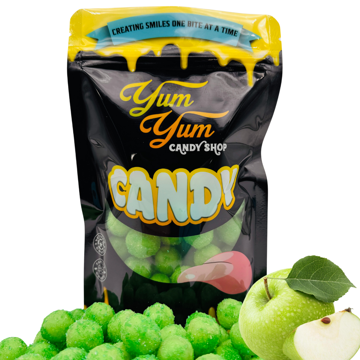 Extreme Sour Balls Candy 8oz Bag Super Sour Cherry or Green Apple Flavored Candy Balls