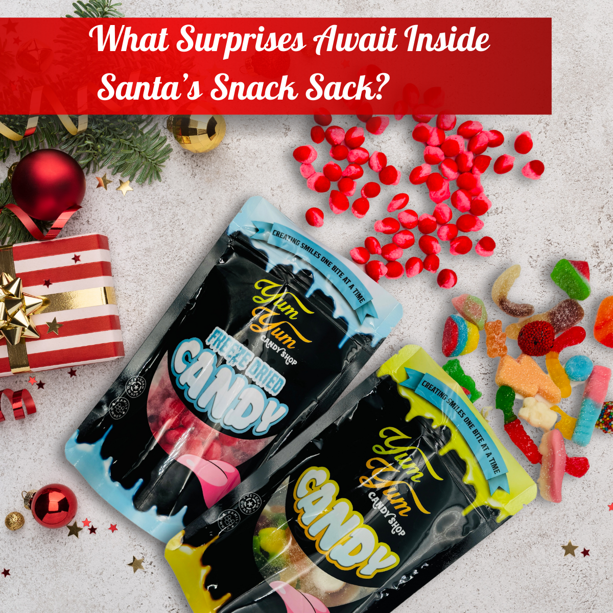 Christmas Gift Set Freeze Dried Candy Bundle Variety Pack With Ultimate Gummy Candy Mix Santa's Snack Sack