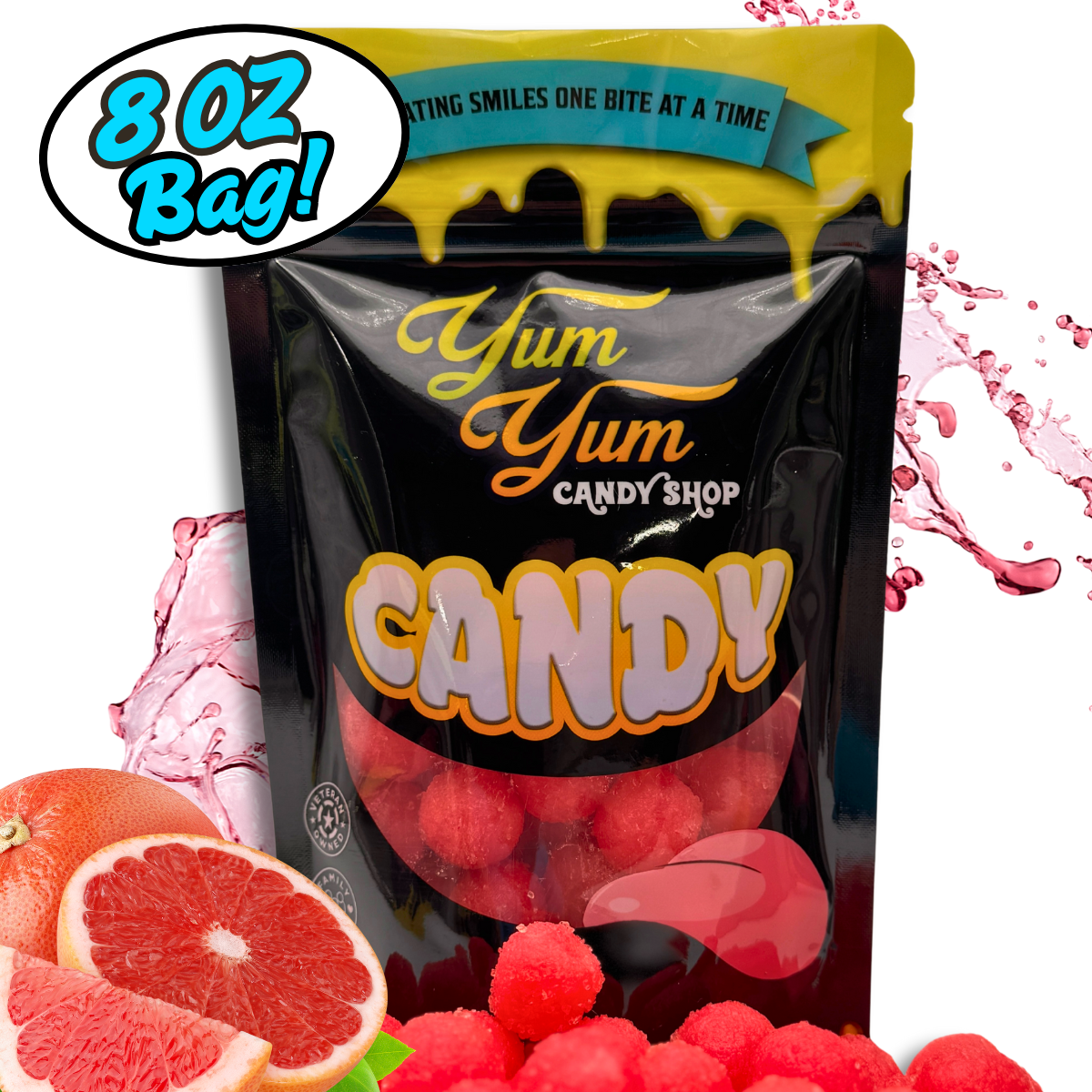 Extreme Sour Balls Candy 8oz Bag - Cherry - Green Apple - Blue Raspberry - Grapefruit - Grape - Piña Colada |
