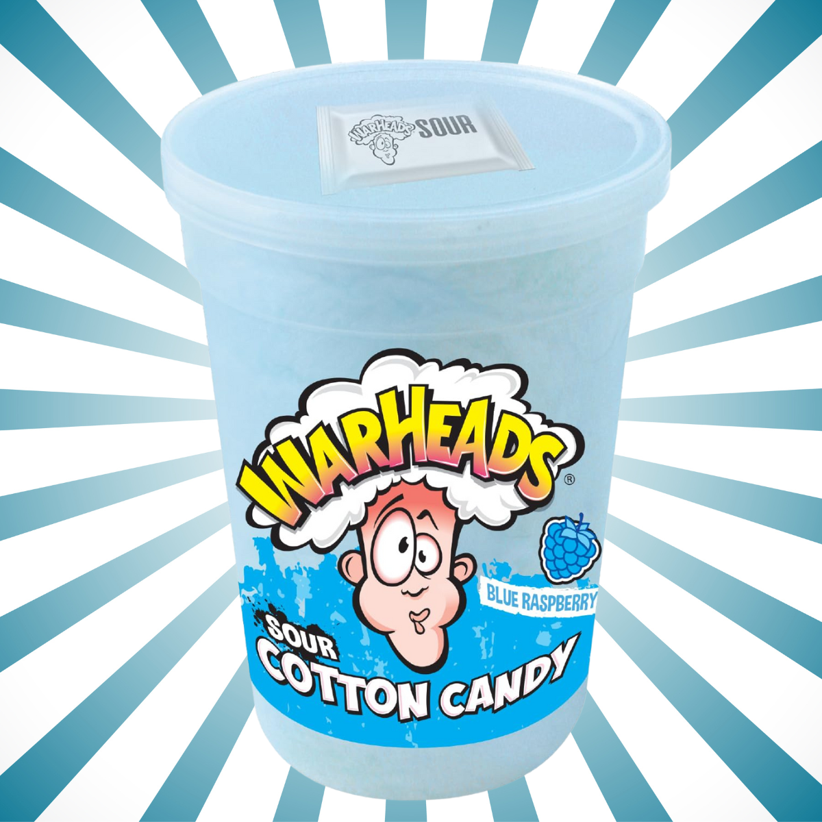 Warheads Cotton Candy Blue Raspberry With Sour Powder Packet 1.57 oz Container