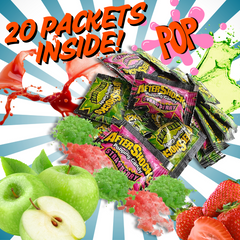 AfterShocks Popping Candy 1.06 oz (20 Individual Packets) Green Apple Strawberry