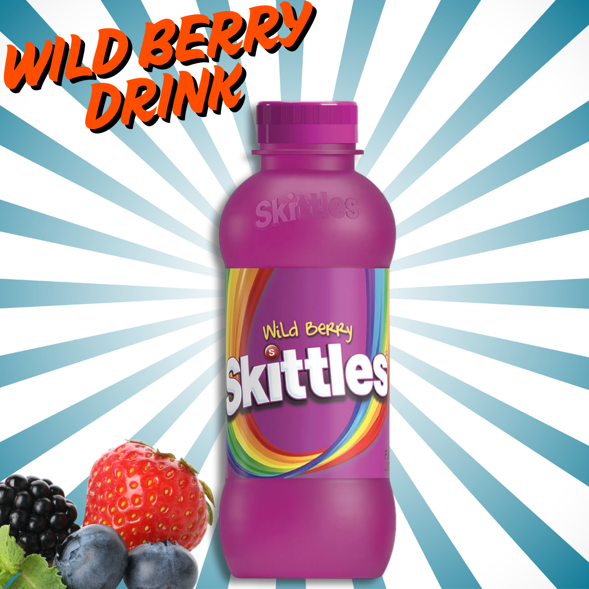 Skittles Wild Berry Drink – 14oz Bottle - Candy Flavored Fruity Drink Taste the Berry Rainbow