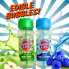 BubbleLick Edible Bubbles Green Apple Blue Raspberry Flavored – 2.5 oz Bottle