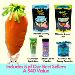 Easter Carrot Candy Gift Basket - Gummy Mix - Candy Powder - Gooey Gummies - Candy Snack Sweet Bundle, Bag Set