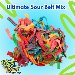 Ultimate Sour Belt Variety Mix Super Sour Gummy Candy Belts Flavor Variety Pack 1/2 lb Bag