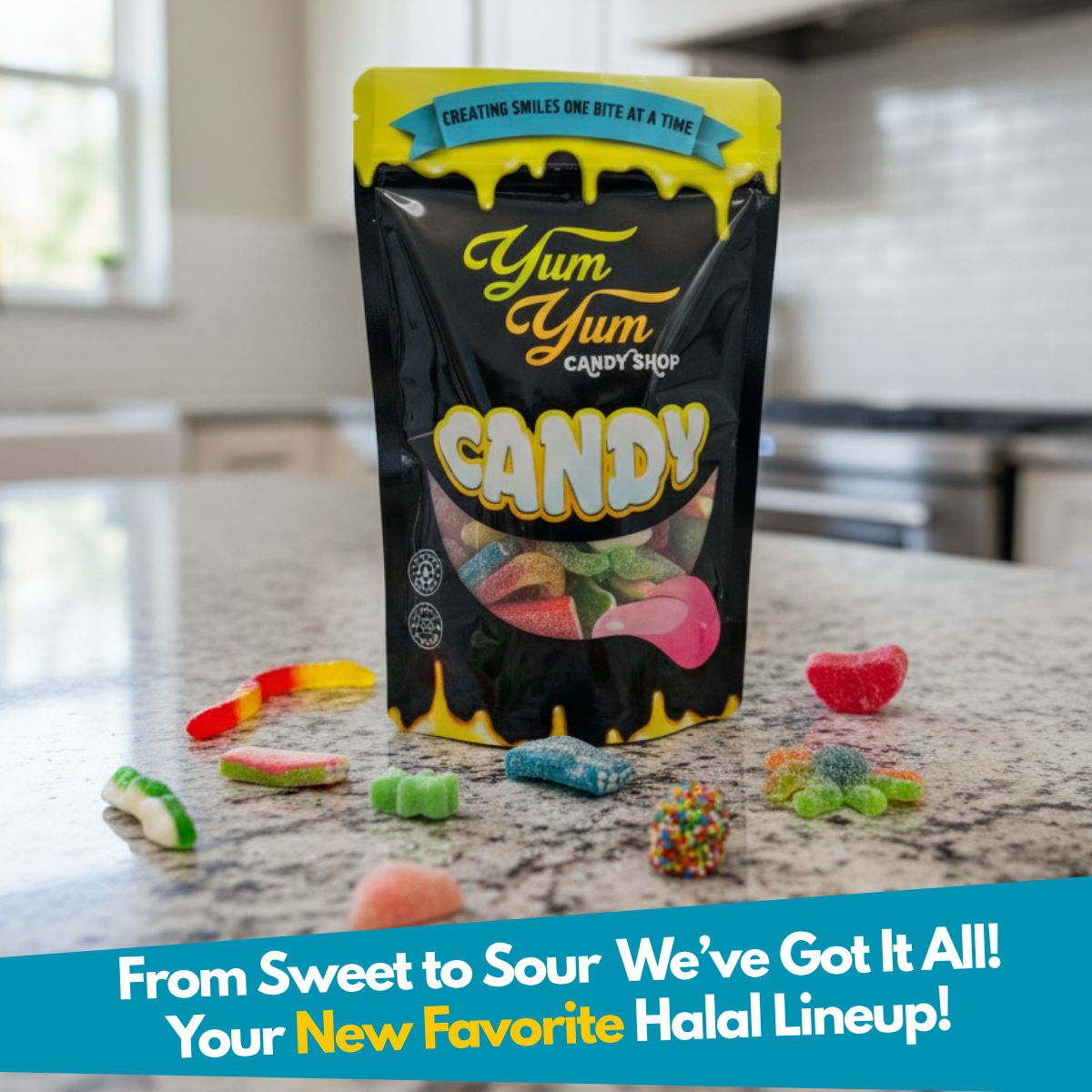 Halal Gummy Candy Mix – 1 lb Bag of Sweet & Sour Halal Gummies (Pork-Free, Hand-Selected Variety) Chewy Fruity Tangy Gummies
