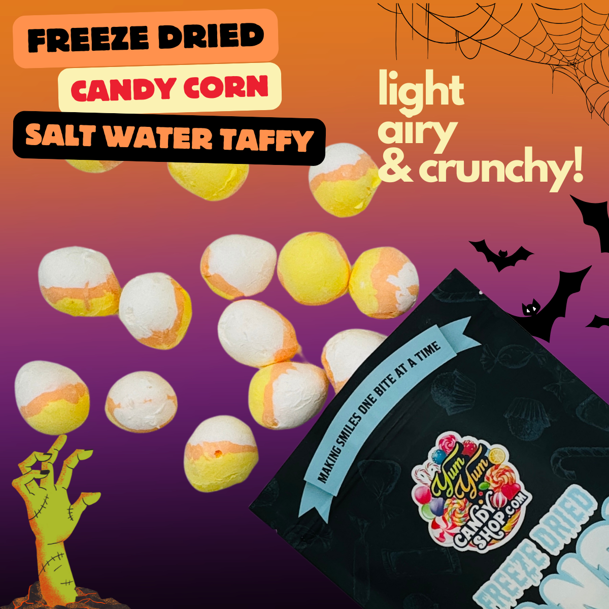 Freeze Dried Candy Corn Salt Water Taffy Huge 5oz Bag Halloween Candy