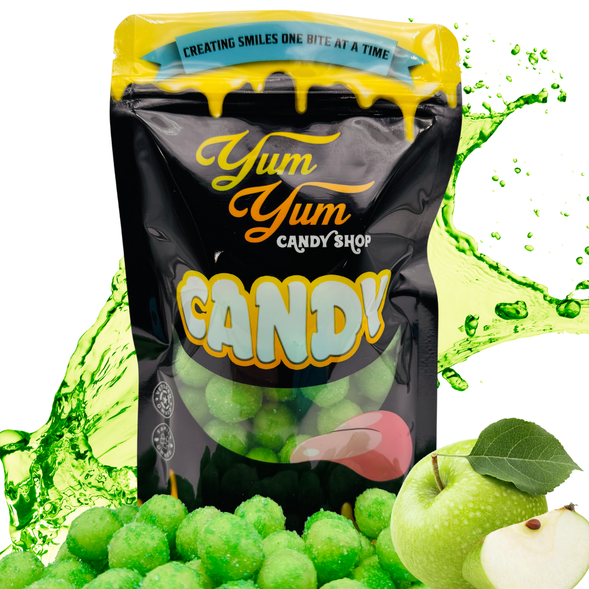 Extreme Sour Balls Candy 8oz Bag Super Sour Cherry - Green Apple - Blue Raspberry - Grapefruit - GrapeFlavored Candy Balls