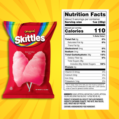 Skittles Cotton Candy 3.1 Oz Bag Rainbow Flavored