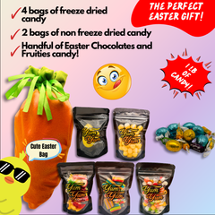 Easter Carrot Candy Gift Basket Freeze Dried, Gummy, Licorice, Candy Snack Sweet Bundle, Bag Set