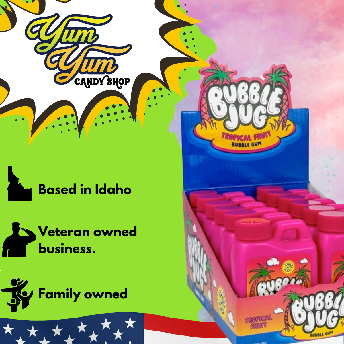 Bubble Jug Tropical Fruit Bubble Gum - 90s Candy  Shake N' Chug Gum Iconic Candy Retro