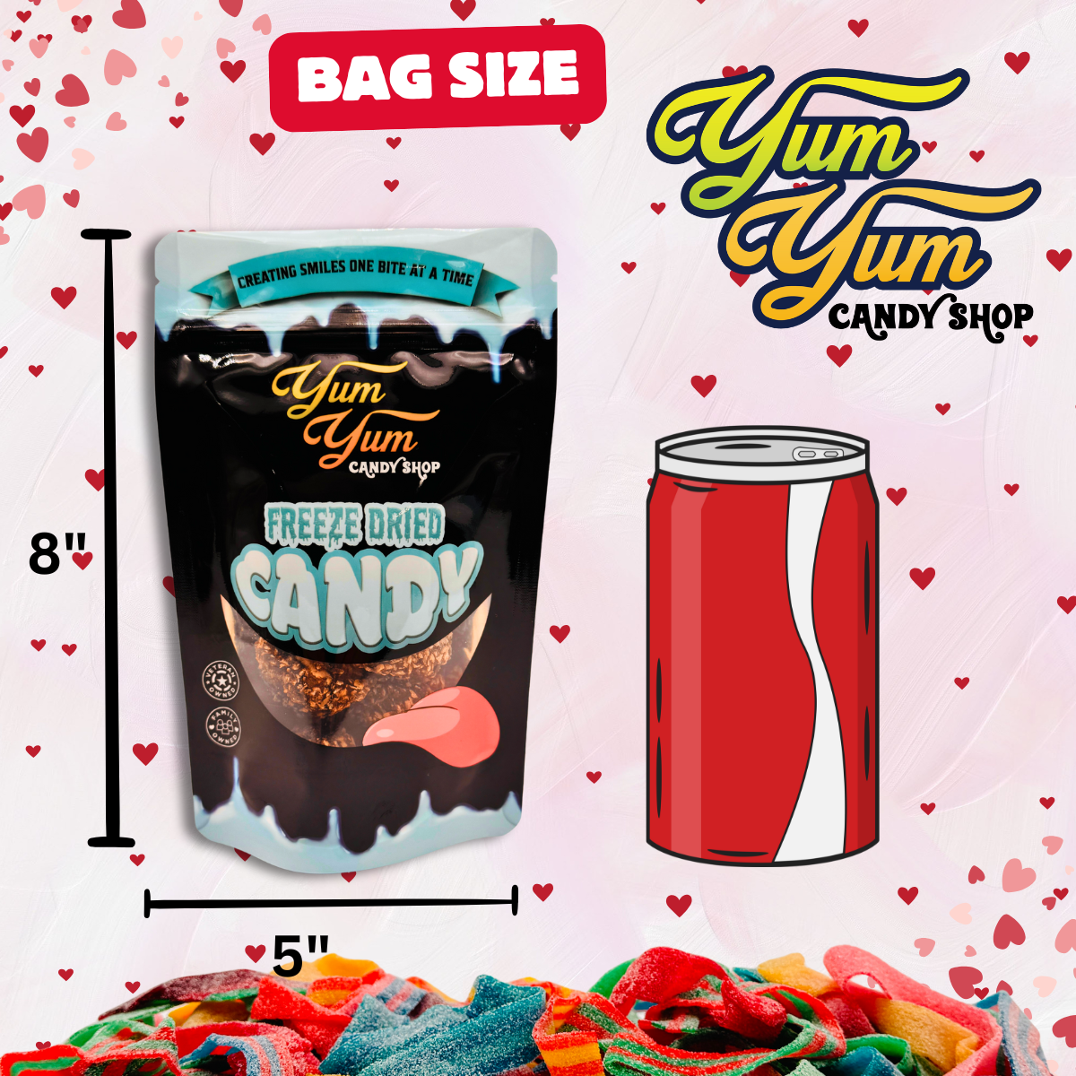 Valentine's Candy Gift Set Bundle Gummy Candy, Freeze Dried Candy, Chocolate Candy Plus Free Gift In Drawstring Bag