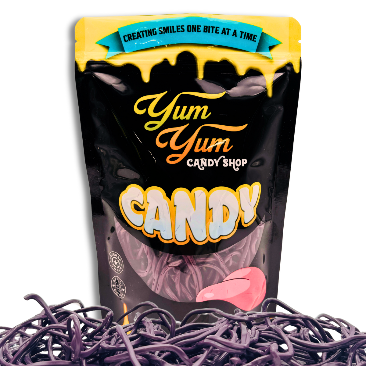 36" Shoe String Licorice Laces 8oz Bag Multiple Flavors Grape, Strawberry, Sour Blue Raspberry, Sour Strawberry Ropes