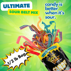 Ultimate Sour Belt Variety Mix Super Sour Gummy Candy Belts Flavor Variety Pack 1/2 lb Bag