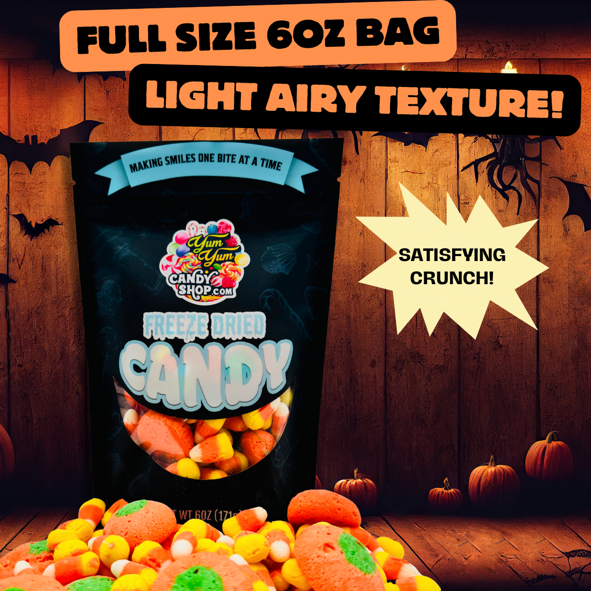 Freeze Dried Candy Corn & Pumpkin Spooky Mix Halloween Candy 6oz Bag