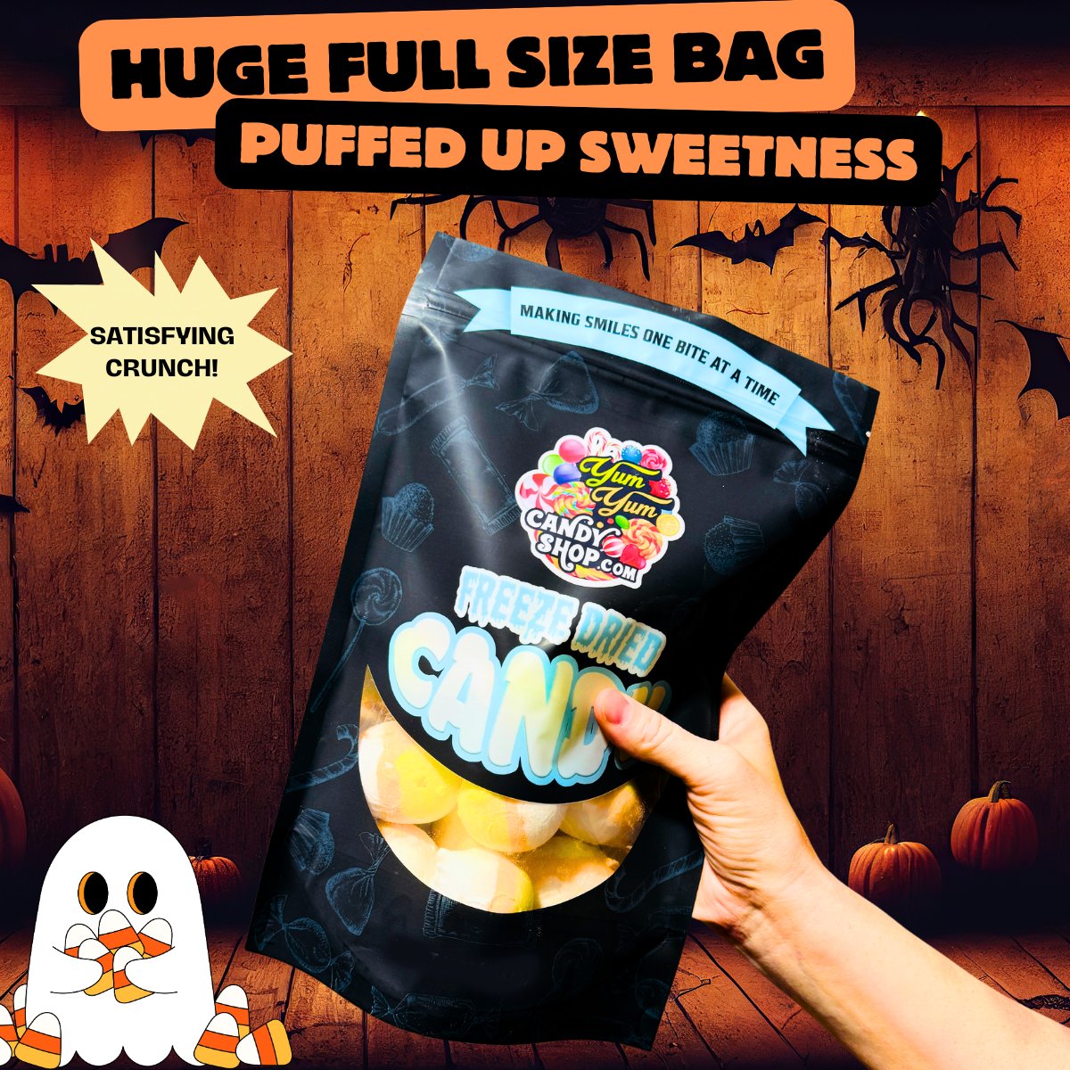 Freeze Dried Candy Corn Salt Water Taffy Huge 5oz Bag Halloween Candy