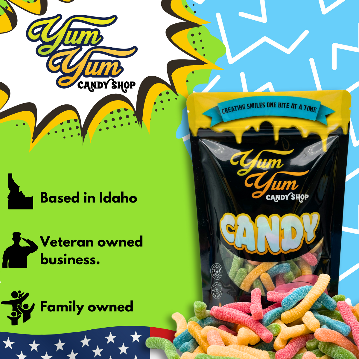 Ultimate Neon Sour Gummy Worm Mix 5 Flavors Green Apple, Strawberry, Blue Raspberry, Pineapple, and Orange Sweet Snack