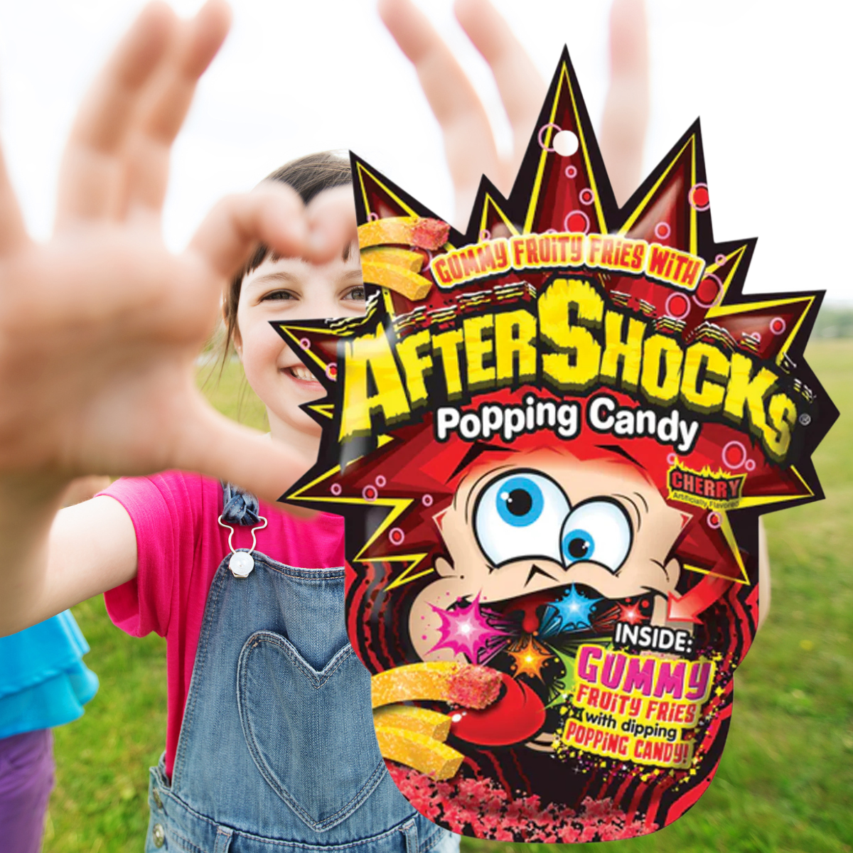 AfterShocks Popping Candy Cherry Gummy Fries Rocks that Pop with Gummy Dipping Fries 1.48oz