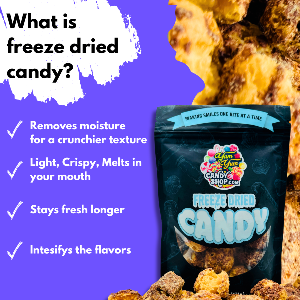 Freeze Dried Caramel Cookie Crunch Freeze Dried Chocolate Caramel Cookie Candy Bars 3oz Bag Freeze Dried Candy