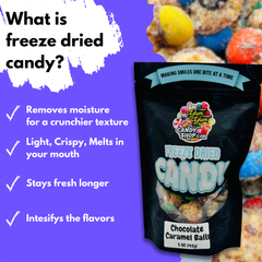 Freeze Dried Caramel Chocolate Balls 5oz Bag Freeze Dried Candy Snack Yum Yum Candy Shop