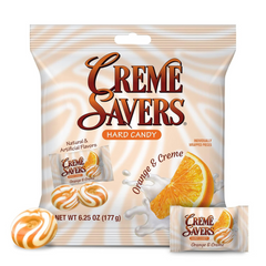 Orange Creme Savers 6.25 oz Bag - Individual Wrapped Hard Candies - Classic Orange & Creme Flavor - Iconic Candy Snack