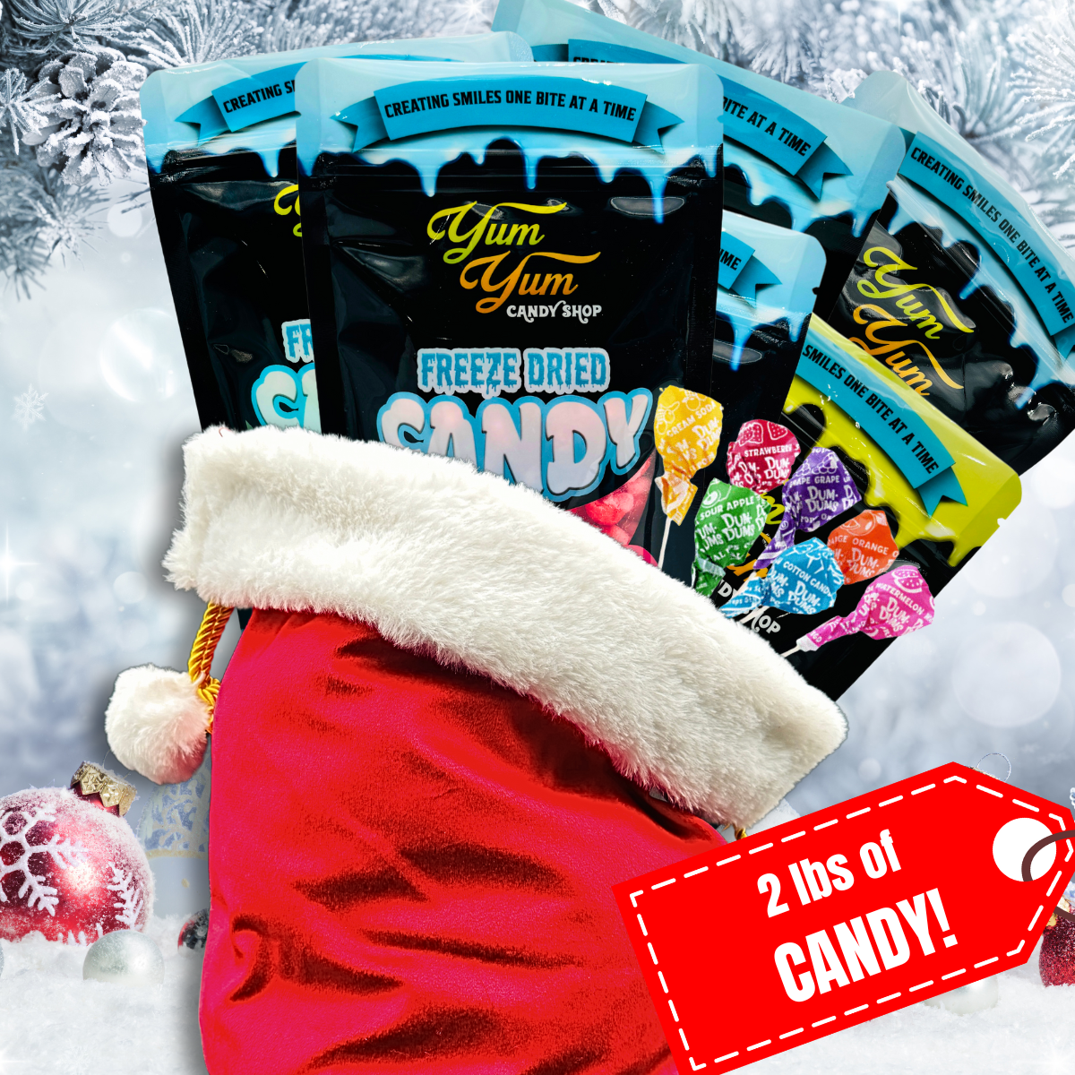 Christmas Gift Set Freeze Dried Candy Bundle Variety Pack With Ultimate Gummy Candy Mix Santa's Snack Sack