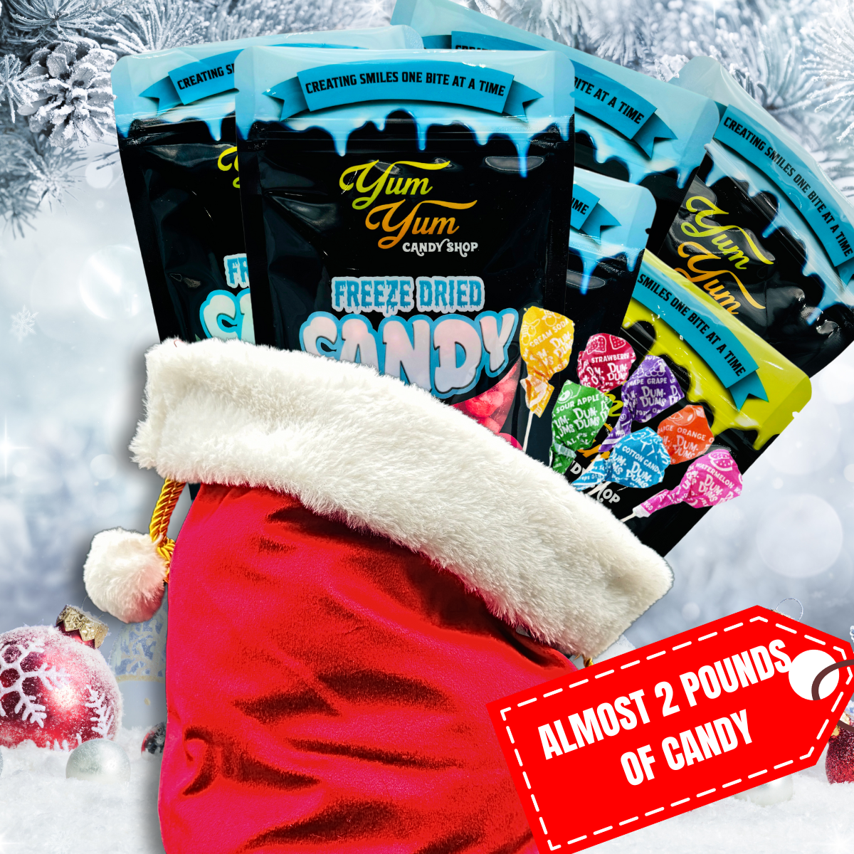 Christmas Gift Set Freeze Dried Candy Bundle Variety Pack With Ultimate Gummy Candy Mix Santa's Snack Sack