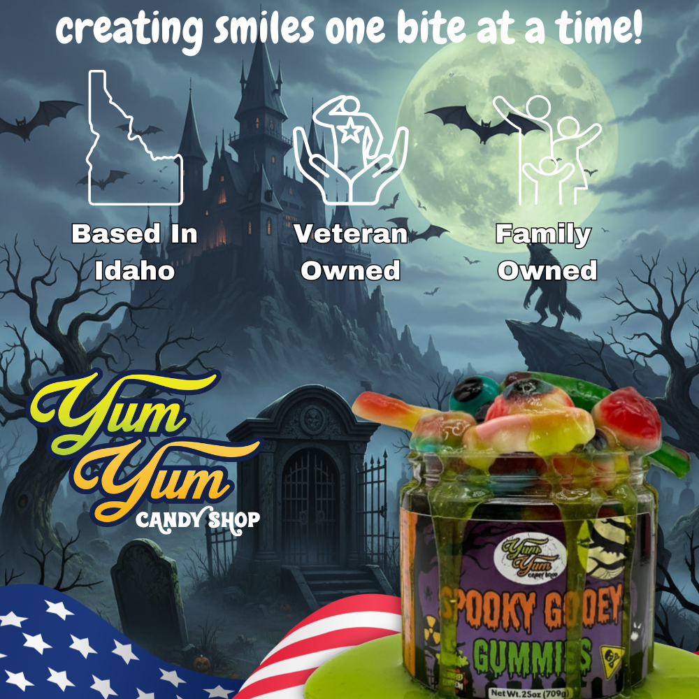 Sour Spooky Gooey Gummies Halloween Gummy Candy In Green Apple Slime Ultimate Scary Mix