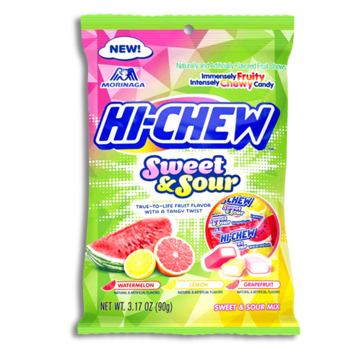 Bag of Hi-Chew Sweet and Sour candy with grapefruit and lemon flavors.