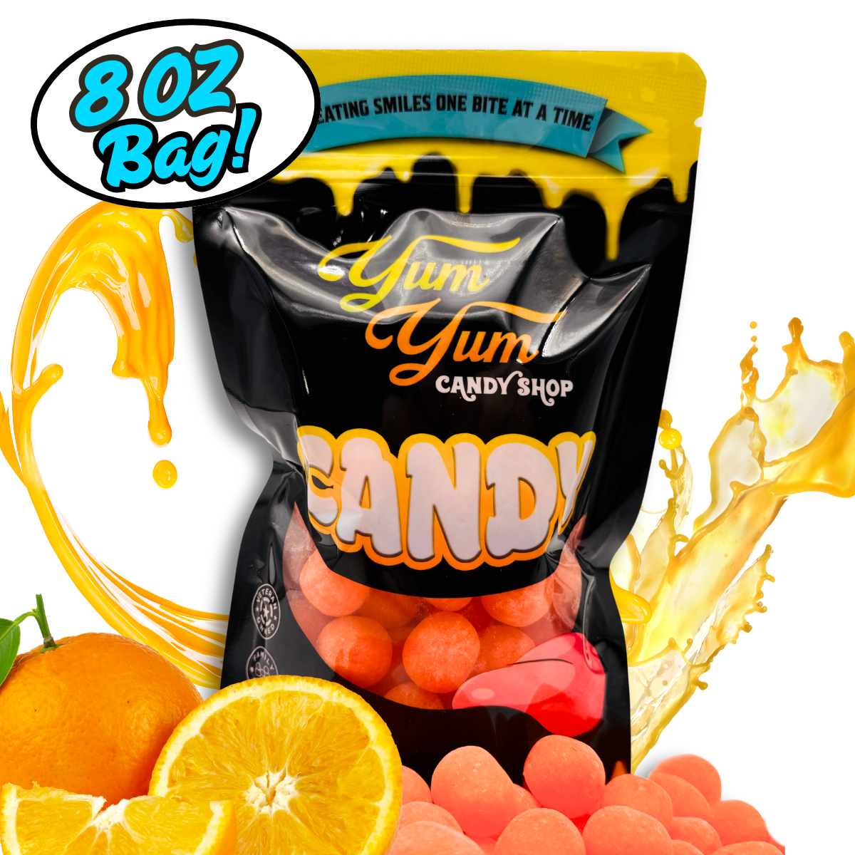 Extreme Sour Balls Candy 8oz Bag - Cherry - Green Apple - Blue Raspberry - Grapefruit - Grape - Piña Colada |